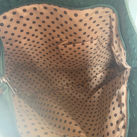 Dark green large bubble leather tote with braided handles - Picture 5 of 5